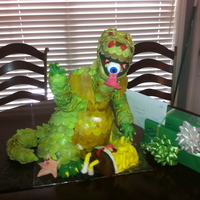 Dragon Cake Eats Sponge Bob Cake My 11 year old grandson requested this cake, he thought it would be cool.