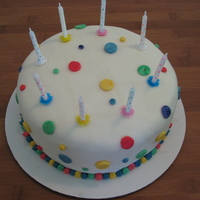 First Fondant Cake This was my first attempt at a fondant cake. The cake itself was confetti cake so I just kept that theme for the decoration.