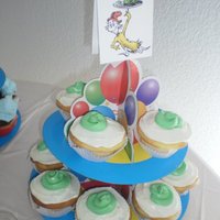 Green Eggs And Ham These were some of the cupcakes from my son's Dr. Seuss themed party. They're covered with vanilla icing.