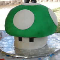 1 Up This cake is a 1-up from the game Super Mario Bros. It was for my son, on his first birthday...because he turned 1. (I made a second little...