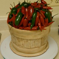 Chili Basket Cake This is an old fashion style fruit basket full of various types of chilies.