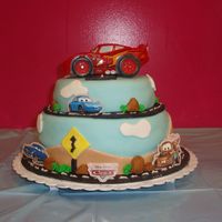 Disney Cars THIS CAKE I MADE FOR MY SON OF THE "CARS". IT'S POUND CAKE WITH CARAMEL AND PEACHES.