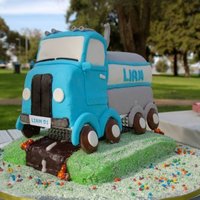 Truck Oil Tanker or Truck Cake made for my youngest sons 1st Birthday! First 3D cake on this scale
