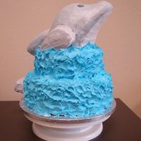 Nikki's Dolphin Cake 1st carved cake. Was pleased with the way it turned out though. And as always...a good learning experience.