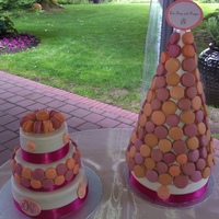 Victorian Macaron Wedding Cake I did this cake as a gift to a longtime friend and his bride. Comes with a matching macaron tower of fuschia and peach