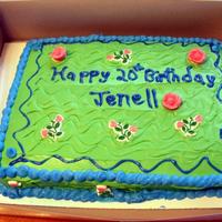 Birthday Cake, Green And Blue! Cake I made for a friends daughter! Very pretty!