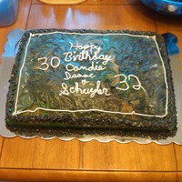 Camoflauge Cake Camo cake, I took brown, tan, green together in spots and then swirled them around to make it camo!