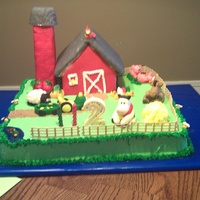 Barnyard Birthday Cake I made this cake for my son's 2nd birthday. He loves farm animals. It was my first time working with fondant figures. I have just...