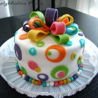 Fun Colors For A Little Girl Covered with fondant, marcipan decorations. VACakelady's idea. THX for looking!