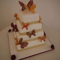 Butterfly Wedding Cake This cake was for my sisters wedding. Butterflies & roses are all made from gum paste / flower paste