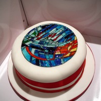 Stained Glass Window Cake I used royal icing to pipe the outline then filled it in with piping jelly coloured with various sugarpaste colours. It turned out ok!