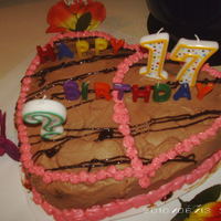 Chocolate Cake This cake was for 2 people. A mom and a daughter. So I baked the big heart and cut out part of it where the smaller heart would fit right...