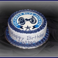 Columbus Blue Jackets Birthday Cake This cake is for a friend's son's birthday. He wanted the Columbus Blue Jackets Third Jersey logo. I sort of cringed when I saw...