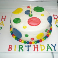 Easy Fondant Dot Cake I made this cake for my brother's birthday because I had lots of leftover colored fondant from making my Gymbo cake the day before...