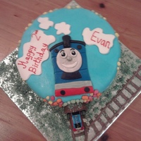 Thomas The Tank Engine Cake Train Vanilla Madeira Cake. with fondont and handcut train features