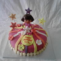 Dora Cake Vanilla Madeira with bright coloured fondont