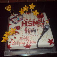 Hsm Themed Cake Chocolate Cake. covered in fondont and fondont decorations