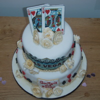 Las Vegas Wedding 2 Tier Wedding cake. with hand made roses