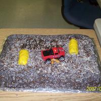 Speed Bump this is an almond joy cake, the speed bumps are brownies covered in white chocolate