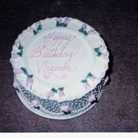 Birthday 8 inch yellow cake BBC iced and filling.