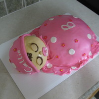 Baby Cake This cake I did for a baby shower. I used a 10" round pan for the body and done a little carving to it and then used the wilton ball...