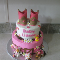 Cow Girl Baby Shower This cake was made to match a custom made baby shower invitation... I had so much fun making the books and little animals.