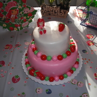 Strawberry Shortcake Bday FIRST time EVER using fondant...what a way to start...for my daughters bday...i think i did a pretty good job, for the first time!! :) MMF...