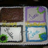 Multi Birthday Cake This was 4 different flavors in One Cake!Chocolate & Chocolate. Cookies & Cream Cake.Chocolate & Vanilla. Marble & Vanilla...