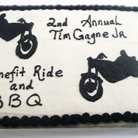 Black & White Stencil Motorcycle Cake This was a Chocolate Cake with Buttercream Frosting. The Motorcycles were cut out of paper and "pressed" into the cake creating a...