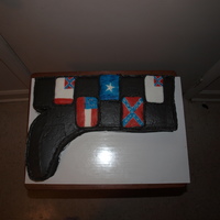 Confederate Boot The boot is a carved cake, icing is homemade chocolate, flags are fondant