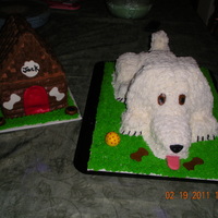 Shaggy Dog First try at a shaggy dog cake. The head and ears wouldn't cooperate! The next time we will go with fondant ears and tail. Dog was...