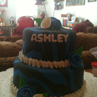 Blue/black Zebra Cake Ashley's Birthday cake