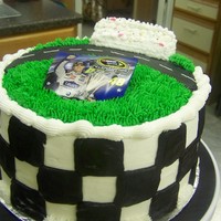 Nascar Cake For Mgr At Lowes.... nascar cake black and white checkered flag around cake and inside is also checkered....