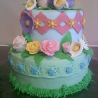 2 Tiered Birthday Cake With Gumpaste And Fondant Flowers 2 tiered Birthday cake with Gumpaste and Fondant flowers