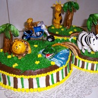 Jungle Animals And Motorcycle Baby Shower Cake 