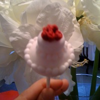 Wedding Cake Pop two tier fondant wedding pop with dark red rolled roses - elegance on a stickplease look through my other pictures and give me feedback. Im...