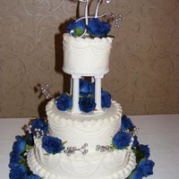 Silver & Blue Wedding Cake 