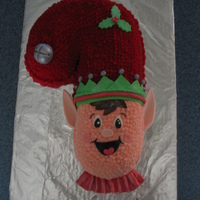 Candy Cane Elf Cake I made this with the Wilton candy cane pan. It has fondant accents.