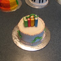 Art Teacher I made this small cake as a Christmas present for my daughters' librarian. It has fondant accents.