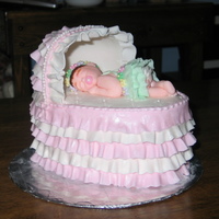 Bassinet Baby Cake I made this cake as a special cake for mom-to-be. I hand-made the baby to match the baby cupcakes that I made for the guests. The bassinet...