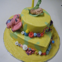 The Baby Announcement CASC cake with viva buttercream. I got the baby mold from GSA, natch. The decorations are all fondant, or gumpaste, or a combo of the two....