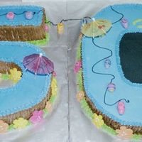 50Th Birthday cut from sheet cakes, decorated with bc and fondant accents