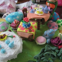 Alice In Wonderland Vanilla butter cake topped with vanilla buttercream and decorated with fondant