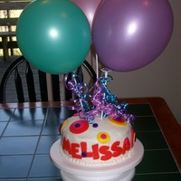 Balloon Cake This cake i did for my aunt's 50th birthday.I used a white frosting base (but you can use fondant if you like) The polka dots and name...