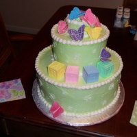 Butterfly Baby Shower Cake I Made this cake to specifically match the fabric swatches that were given to me by the mom to be.
