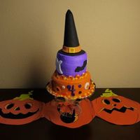 4Th Birthday Halloween Party Cake I made this cake for my daughter's 4 birthday & for our costume party. Covered in buttercream with fondant accents.
