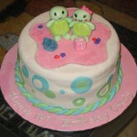 Turtle Birthday i made this for a friend's gf. the turtles was his request.i messed up the sides because there were fruits in between each layer and...