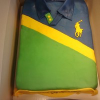 Polo Birthday Cake Cake for a teenager whose favorite thing in the world is polo shirts. WASC with vanilla buttercream frosting and MMF. Logo is color flow....