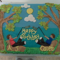 Camping Cake My CAD Course instructor asked for a birthday cake for his twin boys. They loved to camp. This was my very first order - that I got paid...