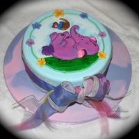 Heffalump & Roo Runout Heffalump playing with Roo. A very pretty, girly theme with soft bows to finish it off.